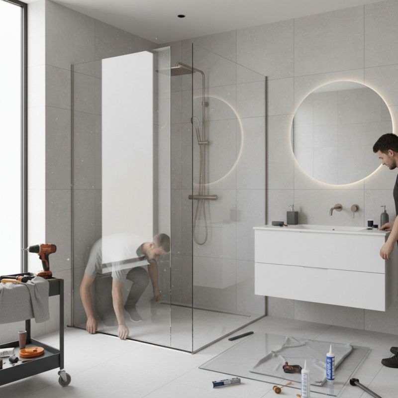 Glass Shower Door Installation detail